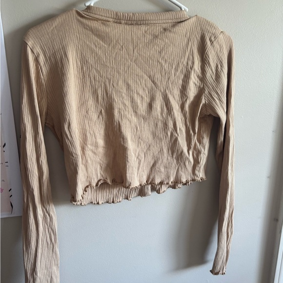 Noisy May Beige Ribbed Cropped Button Cardigan - Picture 2 of 4